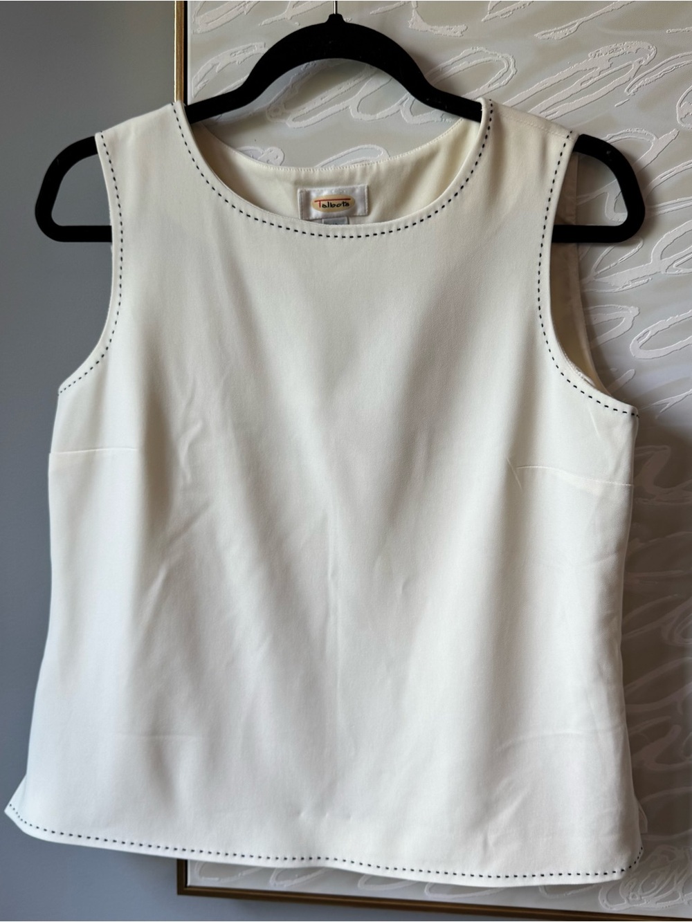 Vintage Talbots White Sleeveless Shell with Contrast Stitching